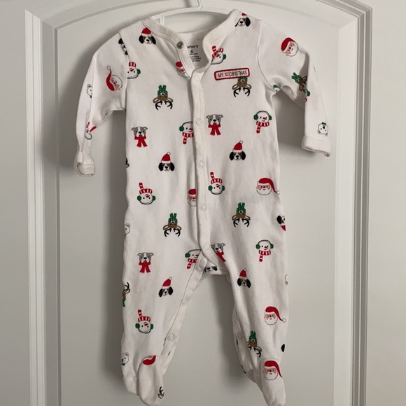 🟧 $2 ADD-ON ITEM 🟧 CARTER’S • Footed Pajamas • 6 months • Xmas - Picture 2 of 5